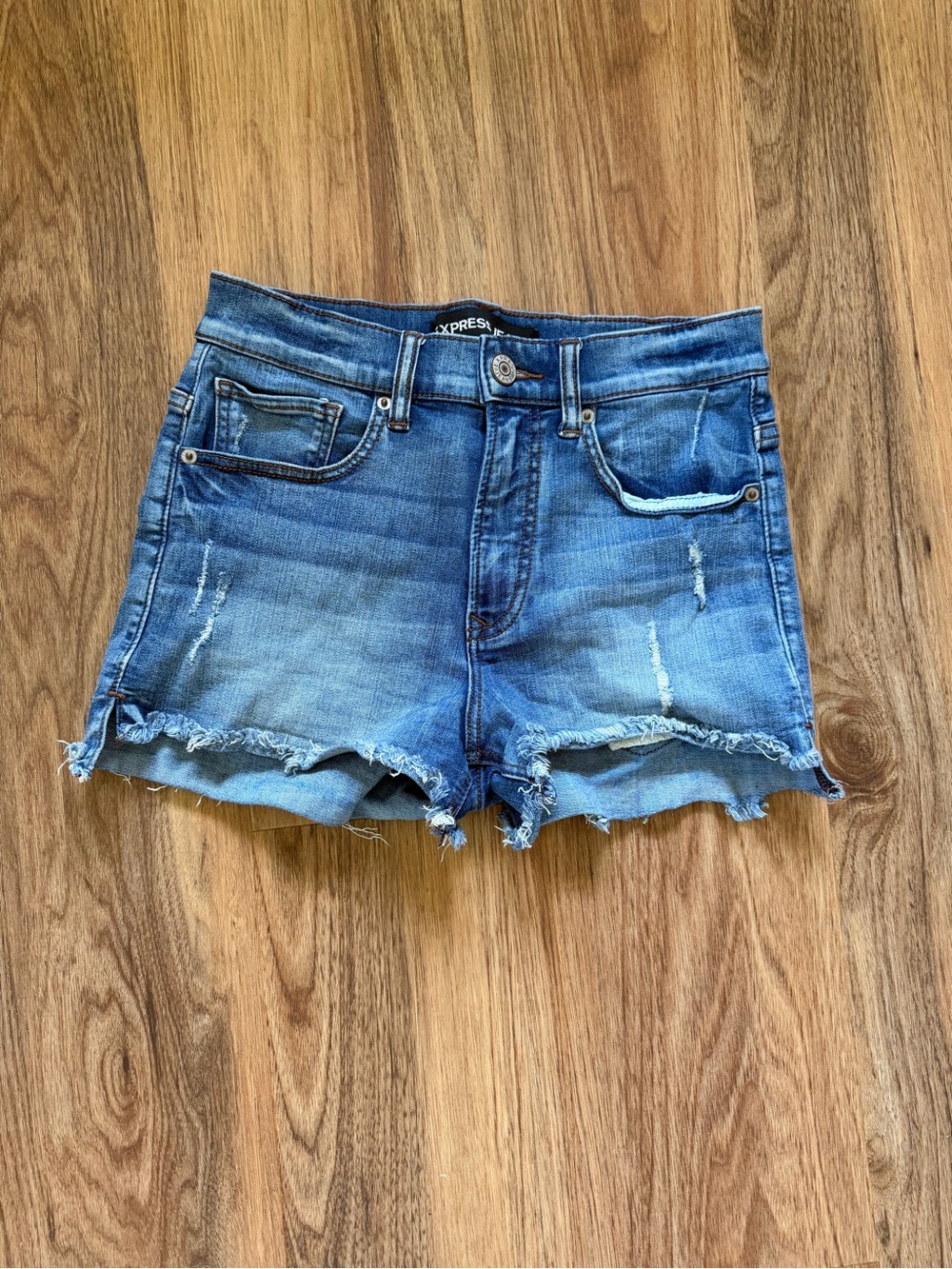 Express Jeans Distressed Denim Cutoff Shorts Size 4